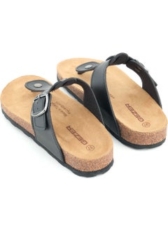 Gezer Women's Summer Flip Flops Faux Leather Cork Sole Single Buckle Adjustable Comfortable Sole Daily Slippers  - Image 4