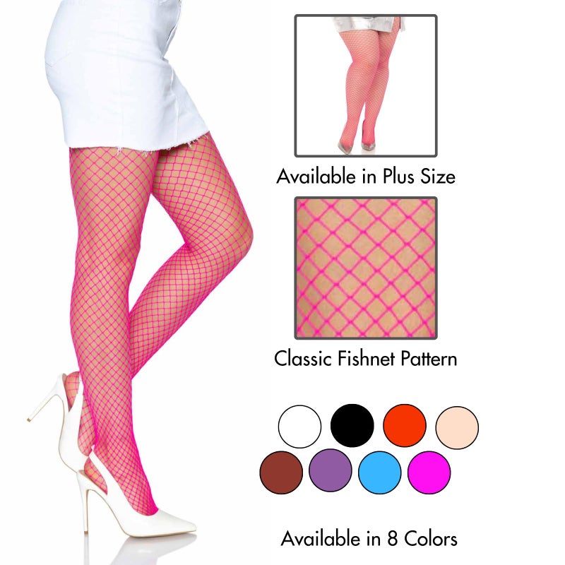 Leg Avenue Womens Spandex Industrial Fishnet Tights, O/S, Neon Pink - Image 4