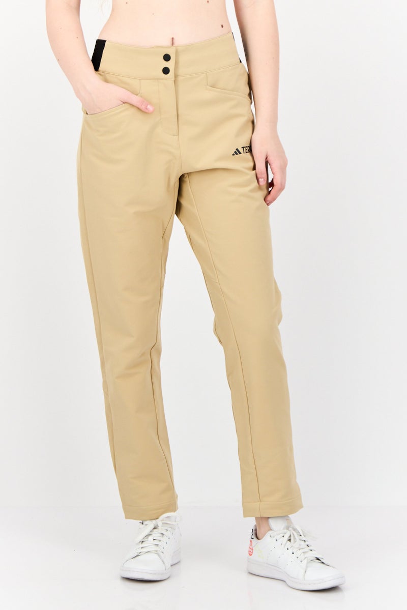 Adidas Women Sportswear Fit Terrex Utilitas Soft Shell Outdoor Tactical Pants, Tan  - Image 1