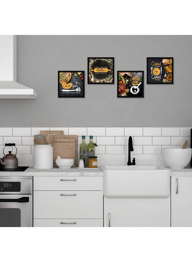 ArtX Kitchen Food Quotes Motivational Funny Wall Art Frames, Framed Posters, 20 X 20 inches, 10.0 X 10.0 inches Each, Multicolor, Synthetic Wood, Set of 4 (AXJ00104-SPI) - Image 3