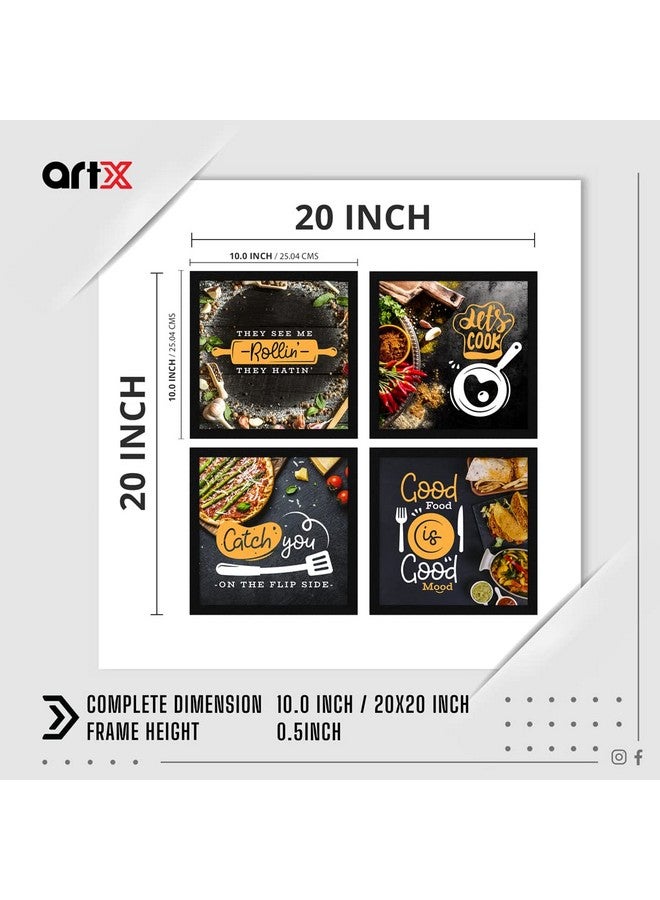 ArtX Kitchen Food Quotes Motivational Funny Wall Art Frames, Framed Posters, 20 X 20 inches, 10.0 X 10.0 inches Each, Multicolor, Synthetic Wood, Set of 4 (AXJ00104-SPI) - Image 2