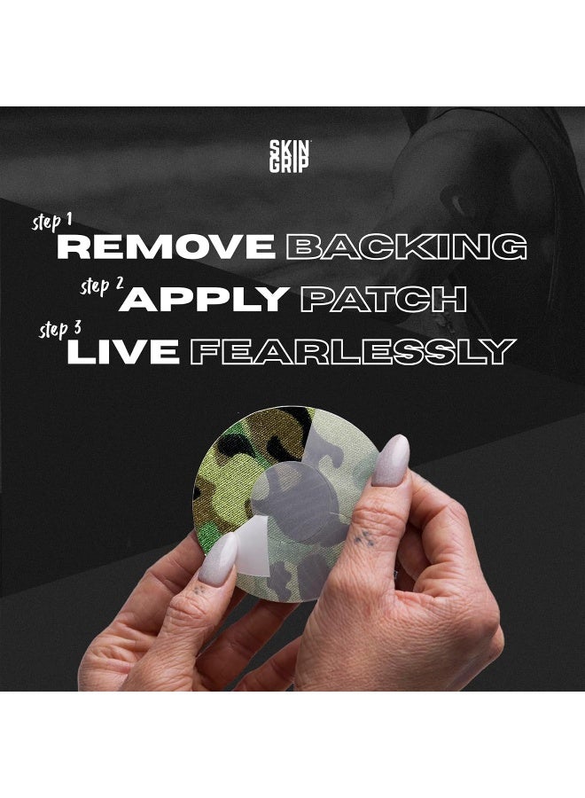 Skin Grip Adhesive Patches for Freestyle Libre 2 – Waterproof & Sweatproof for 10-14 Days, Pre-Cut Adhesive Tape, Continuous Glucose Monitor Sensor Cover – 20 Pack, Camo - Image 4
