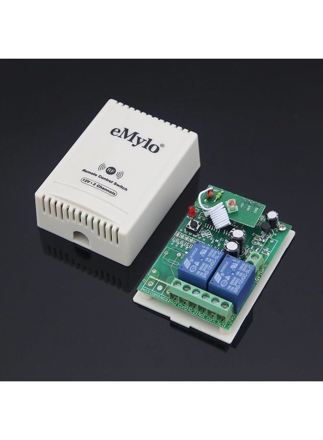 eMylo ® DC 12V 2Channel 433Mhz RF Wireless Relay Remote Control Light Momentary Switch Transmitter with Receiver - Image 2