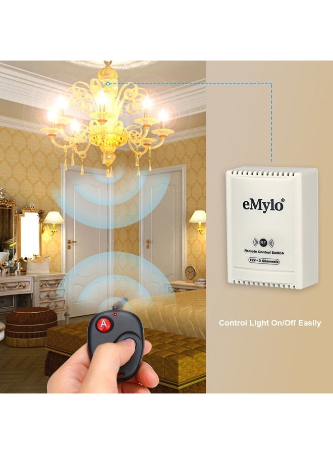 eMylo ® DC 12V 2Channel 433Mhz RF Wireless Relay Remote Control Light Momentary Switch Transmitter with Receiver - Image 3
