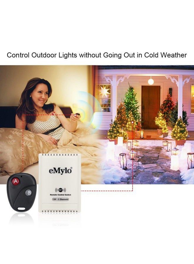 eMylo ® DC 12V 2Channel 433Mhz RF Wireless Relay Remote Control Light Momentary Switch Transmitter with Receiver - Image 5