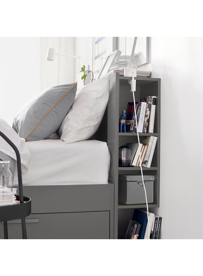 erorex Headboard With Storage Compartment, Grey, 140 Cm - Image 3