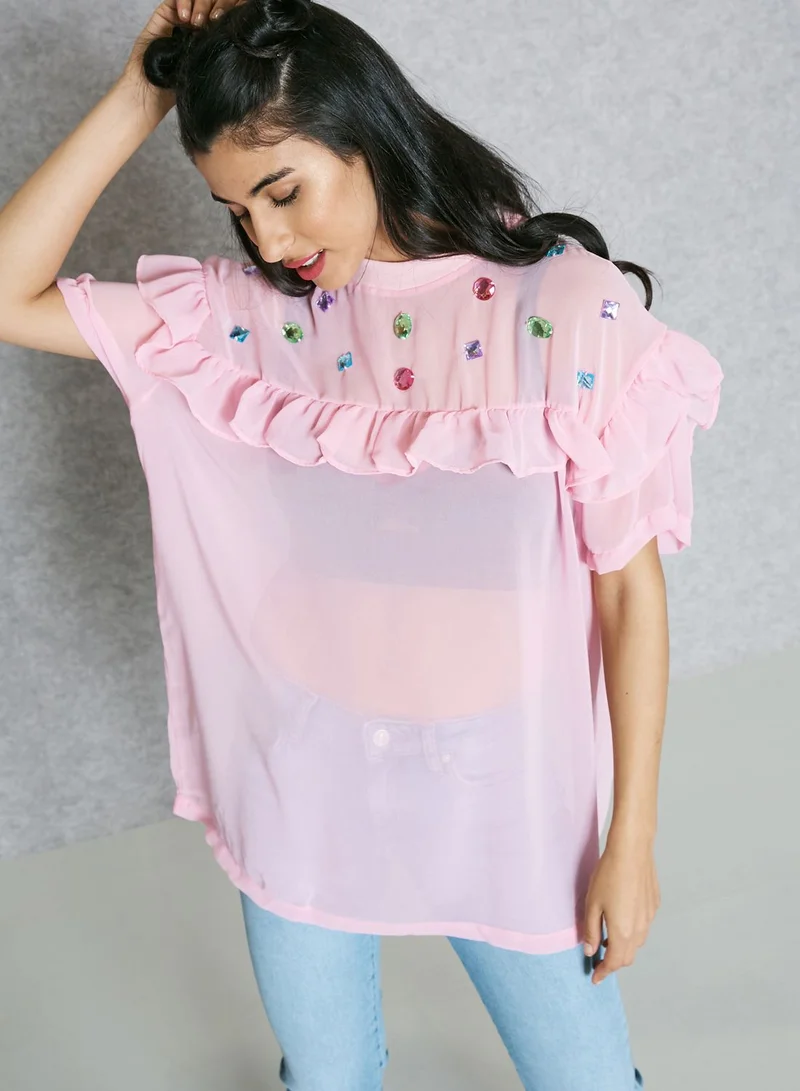 Lazy Oaf Ruffled Detail Top