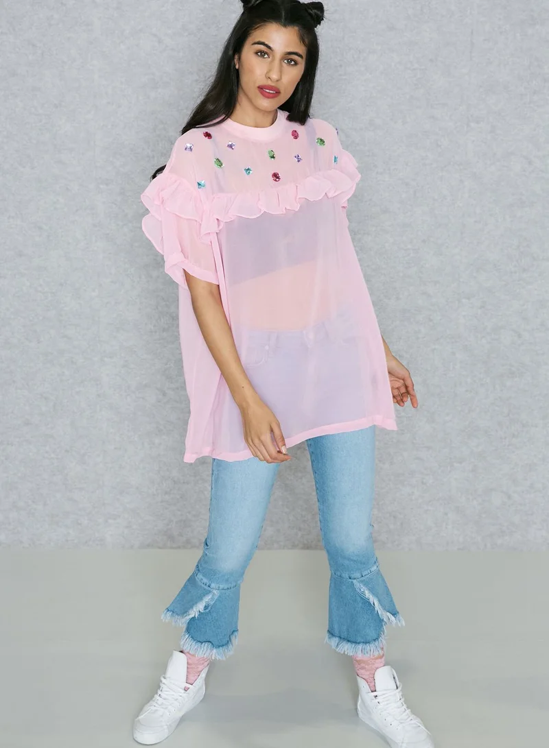 Lazy Oaf Ruffled Detail Top