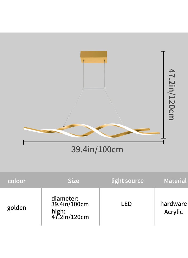 ERENYEA - Dimmable LED Chandelier Gold Luminaires Wave Chandelier For Dining Kitchen Lsland Dining Room - Image 1