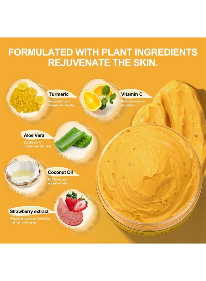 POP MODERN.C Vitamin C and Turmeric Face Scrub Cream Organics Microdermabrasion Facial Scrub Exfoliating Clears Blackheads Improve Dark Spot Acne with Strawberry Extract Exfoliator  - Image 2