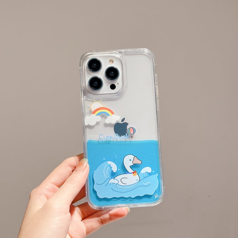 For iPhone15promax quicksand duck mobile phone case Apple 14/13 cute 11/7P anti-fall protective cover - Image 1