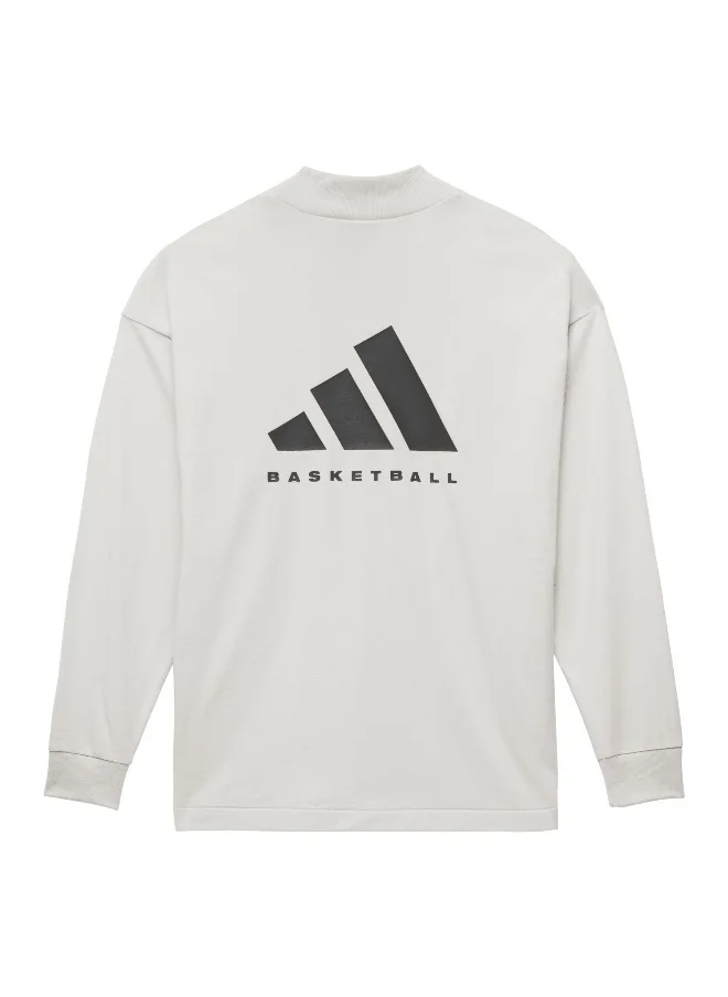 اديداس Adidas One Bb L/S Tee Grey Basketball T-Shirts For Unisex Xs