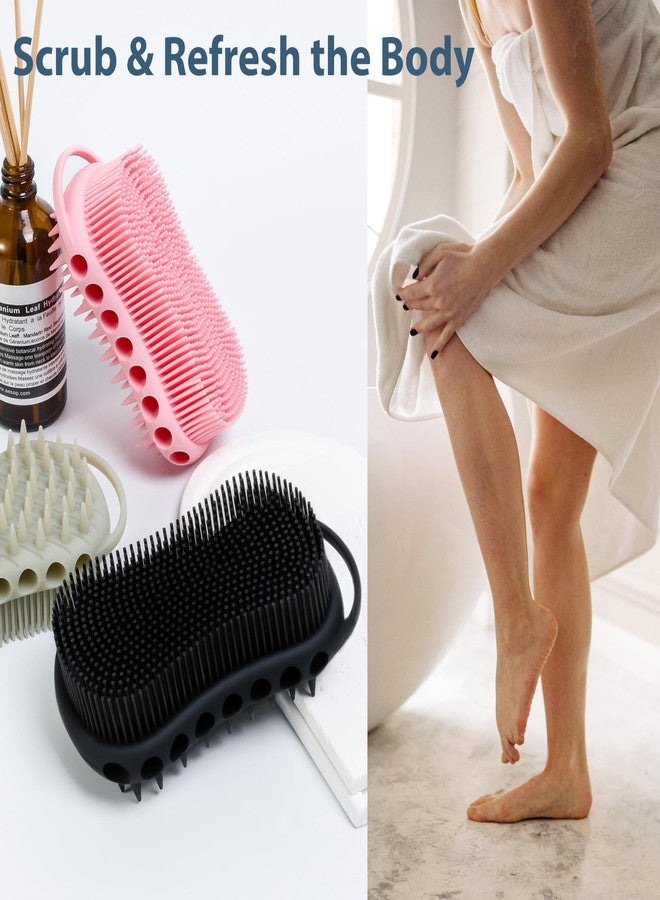 MtBoi Double-Sided Exfoliating Silicone Body Scrubber, 2-in-1 Bath Scrubber, Shampoo Brush, Silicone Loofah for All Skin Types, Shower Body Scrubber, Easy to Clean, Lather Well (Black) - Image 4