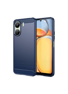 HuHa Case Cover For Xiaomi Redmi 13C 5G Brushed Texture Carbon Fiber TPU Phone Case Blue 