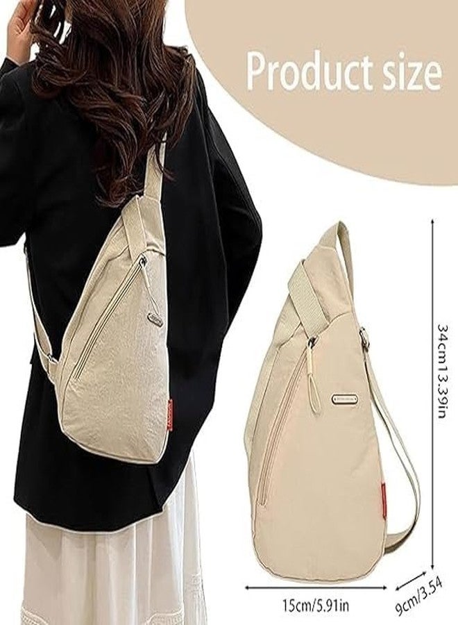 WROPZO Chest Bag for Men & Women, Stylish Crossbody Sling Bag, Lightweight Shoulder Bag for Travel, Work & Outdoor Use, Beige Oxford Fabric Anti-Theft Chest Backpack - Image 3