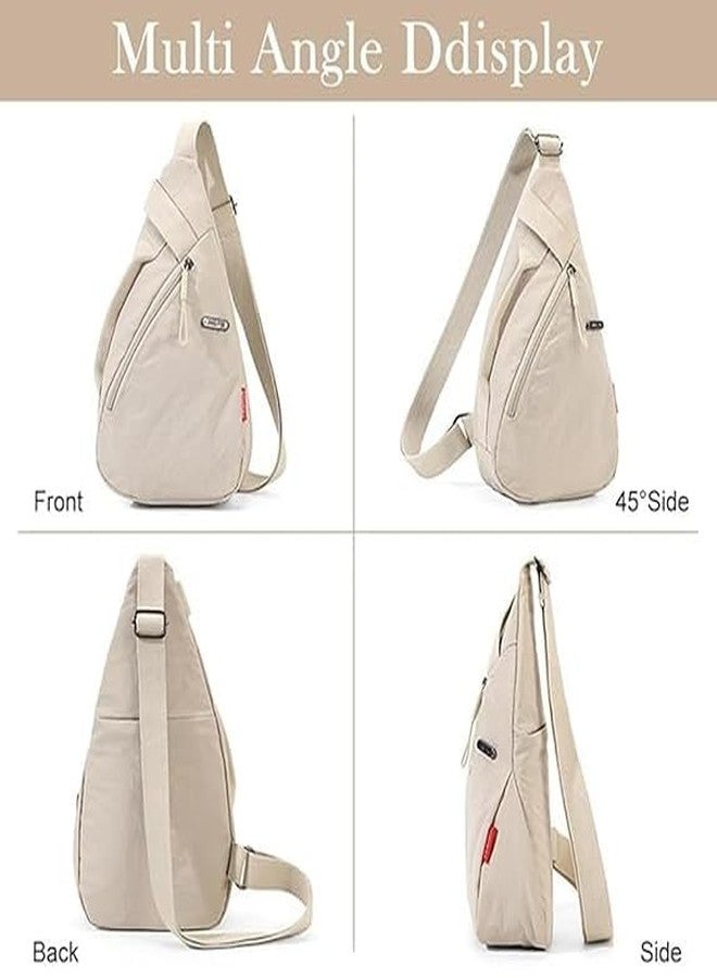 WROPZO Chest Bag for Men & Women, Stylish Crossbody Sling Bag, Lightweight Shoulder Bag for Travel, Work & Outdoor Use, Beige Oxford Fabric Anti-Theft Chest Backpack - Image 5