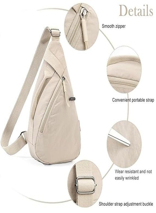 WROPZO Chest Bag for Men & Women, Stylish Crossbody Sling Bag, Lightweight Shoulder Bag for Travel, Work & Outdoor Use, Beige Oxford Fabric Anti-Theft Chest Backpack - Image 4
