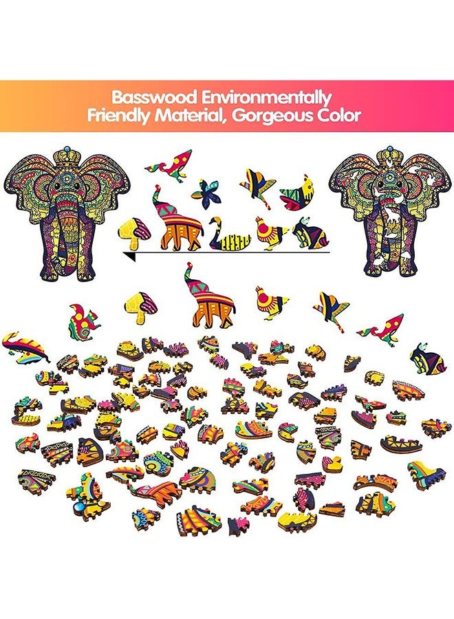 Elephant Wooden Jigsaw Puzzle Wood Animal Shape 3d Jigsaw Puzzle for Adults and Kids - Image 2