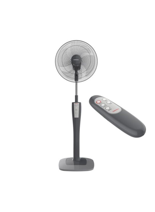 Tornado 16-inch Stand Fan, 4 Blades, Remote Control, Gray, TSF-75G - Image 1