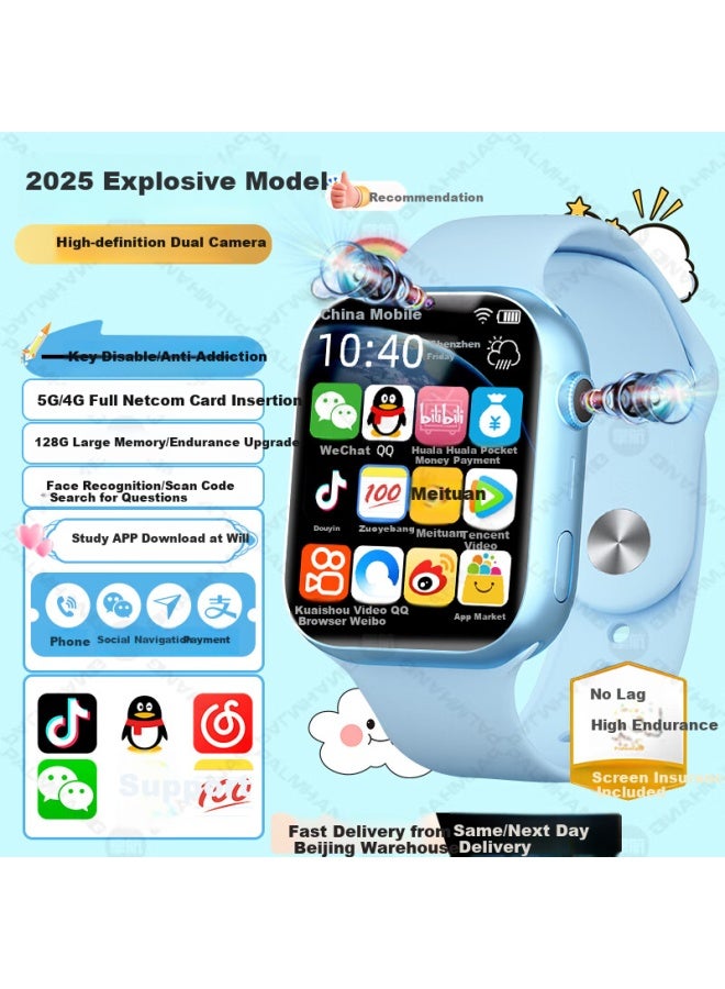 Palmhang Xiaomi Watch For Kids With Full Functions Of Wechat, Sim Card Slot, Gps Tracking, 5g/4g Network, Suitable For Elementary, Middle, And High School Students Aged 6-12, Designed For Learning