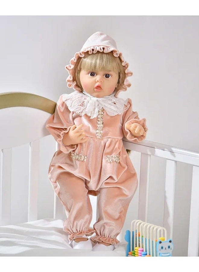 BAYBEE Baybee Reborn Silicone Baby Dolls 55cm Baby Soft Body Realistic-Newborn Baby Girl Dolls Long Hair Dress Up Doll Children Play House Real Life Baby Dolls Girl for Kids Age 3+ Years