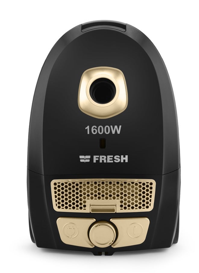 Fresh 1600W Faster Vacuum Cleaner black & gold 