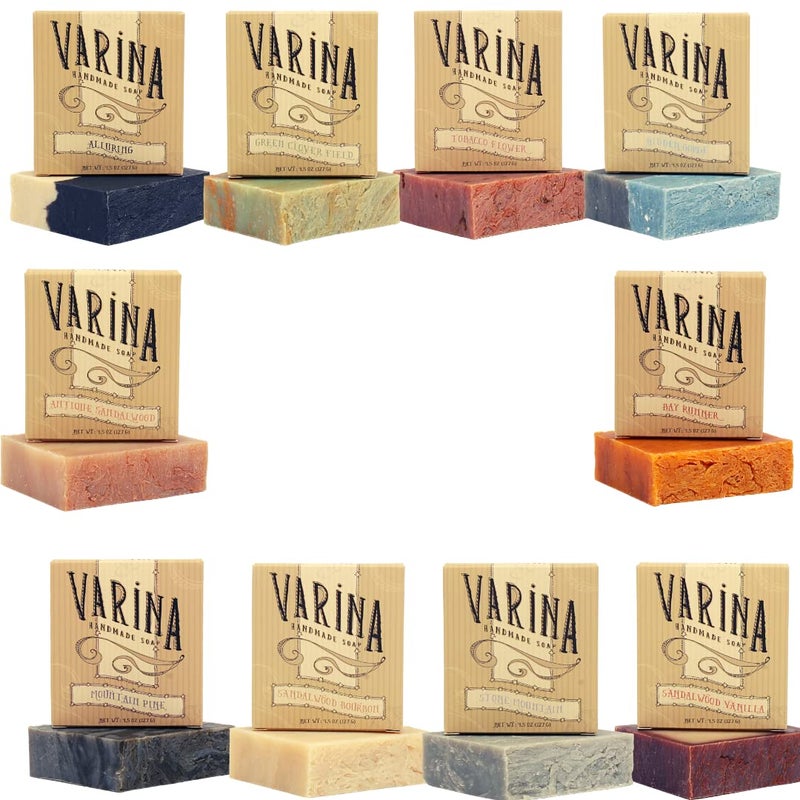 Varina Natural Soap Mens Variety Bar Soap  Gentle Cleansing for Sensitive Skin Fresh  10 Pack  Handmade Soap