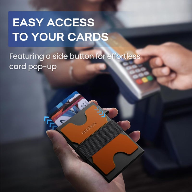 RUNBOX Slim Card Holder Wallet for Men, Minimalist RFID Blocking Wallet with Pop-Up Function, Ultra-Thin Design, Metal Business Card Cases holds 6+6 Cards, Gifts for Men, Men's Accessories - Image 3