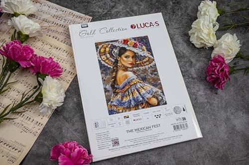 Luca-S LucaS Cross Stitch Kit Gold Counted Cross Stitch for Adults Embroidery Kit The Mexican Fest B706 - Image 3