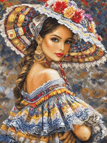Luca-S LucaS Cross Stitch Kit Gold Counted Cross Stitch for Adults Embroidery Kit The Mexican Fest B706 - Image 1