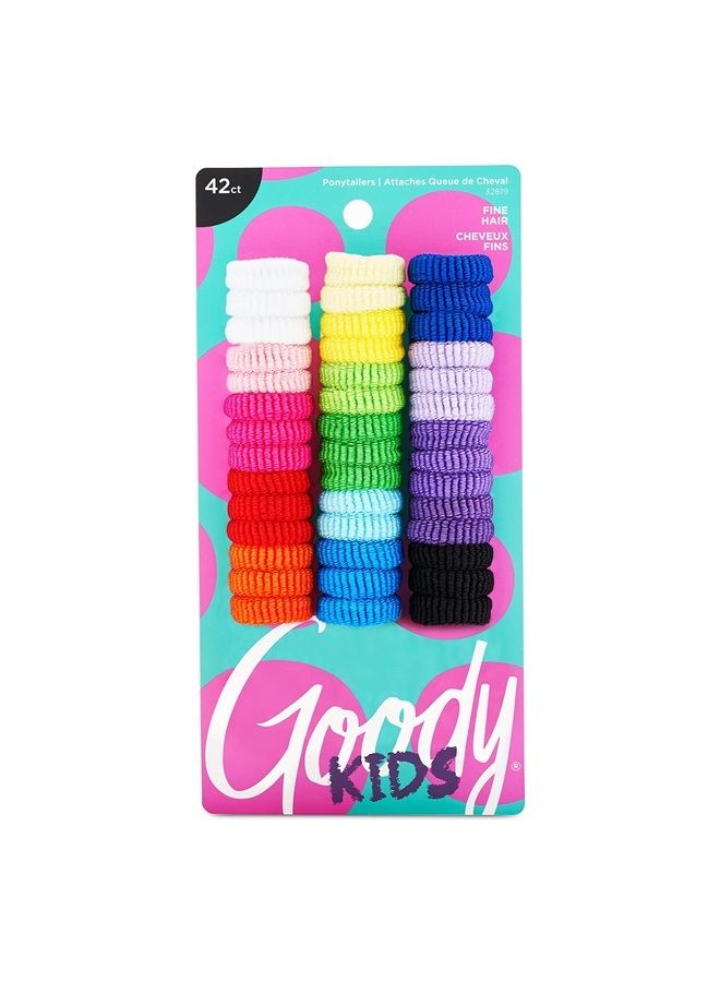 Goody Kids Ouchless Tiny Terry Ponytailers , Assorted Colors - Pain-Free Hair Accessories for Women, Girls, Babies and Teens - Perfect for Long Lasting Braids, Ponytails and More, 42 Count (Pack of 1) - Image 1