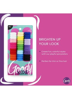 Goody Goody Kids Ouchless Tiny Terry Ponytailers , Assorted Colors - Pain-Free Hair Accessories for Women, Girls, Babies and Teens - Perfect for Long Lasting Braids, Ponytails and More, 42 Count (Pack of 1)  - Image 2