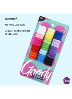 Goody Goody Kids Ouchless Tiny Terry Ponytailers , Assorted Colors - Pain-Free Hair Accessories for Women, Girls, Babies and Teens - Perfect for Long Lasting Braids, Ponytails and More, 42 Count (Pack of 1)  - Image 3