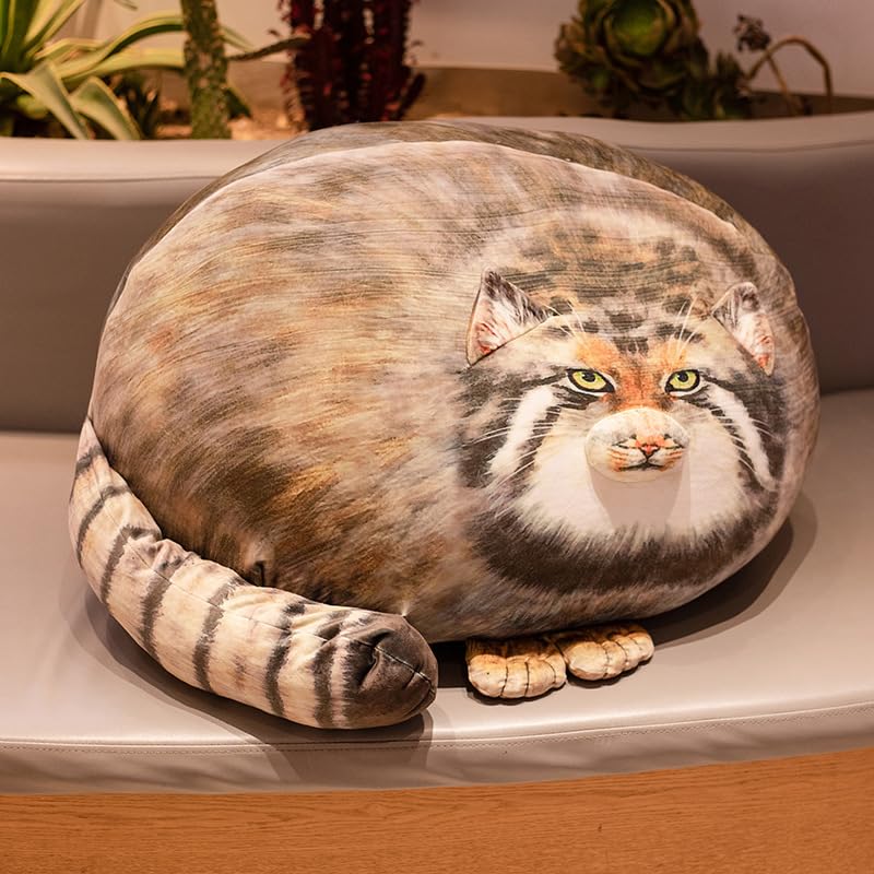 XIAOHONG Chubby Steppe Cat Pillow,18'' Pallas Cat Plush Pillow, Cute Steppe Cat Stuffed Animals Soft Plushies, Kitten Plush Throw Pillow Doll Big Plush Toys Gift for Girls Boys Girlfriend - Image 2