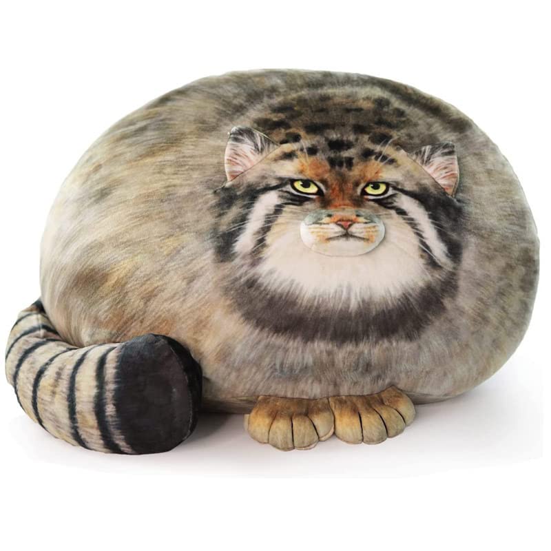 XIAOHONG Chubby Steppe Cat Pillow,18'' Pallas Cat Plush Pillow, Cute Steppe Cat Stuffed Animals Soft Plushies, Kitten Plush Throw Pillow Doll Big Plush Toys Gift for Girls Boys Girlfriend - Image 1
