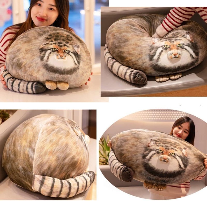 XIAOHONG Chubby Steppe Cat Pillow,18'' Pallas Cat Plush Pillow, Cute Steppe Cat Stuffed Animals Soft Plushies, Kitten Plush Throw Pillow Doll Big Plush Toys Gift for Girls Boys Girlfriend - Image 3
