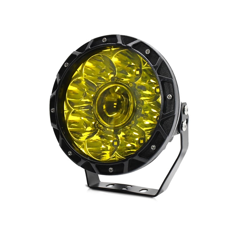 مصباح عمل LED 6000W 200W 7 بوصة دائري لسيارة مصابيح قيادة مائي IP68 مصابيح نقطية لشاحنات، دراجات نارية، سيارات ركاب شبه عالية الأرضية (SUV)، مركبات آكلات أرضية رباعية الدوران (ATV)، قوارب مصباح أصفر - Image 1