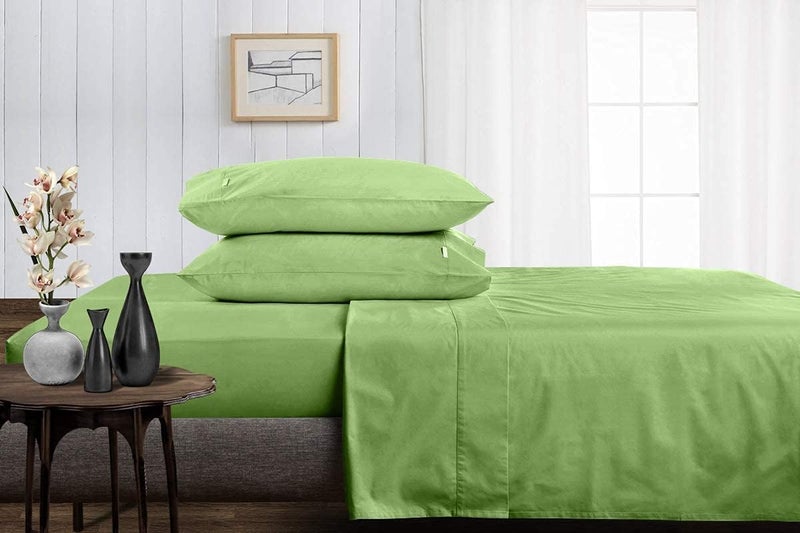 EASY BEDDING 800 Thread Count 4 Piece Bedding Set Includes 1 Flat Sheet 12 Deep Pocket Fitted Sheet 2 Pillow Cover 100 Cotton Premium Bedsheet Set Sage SolidQueen Size - Image 3