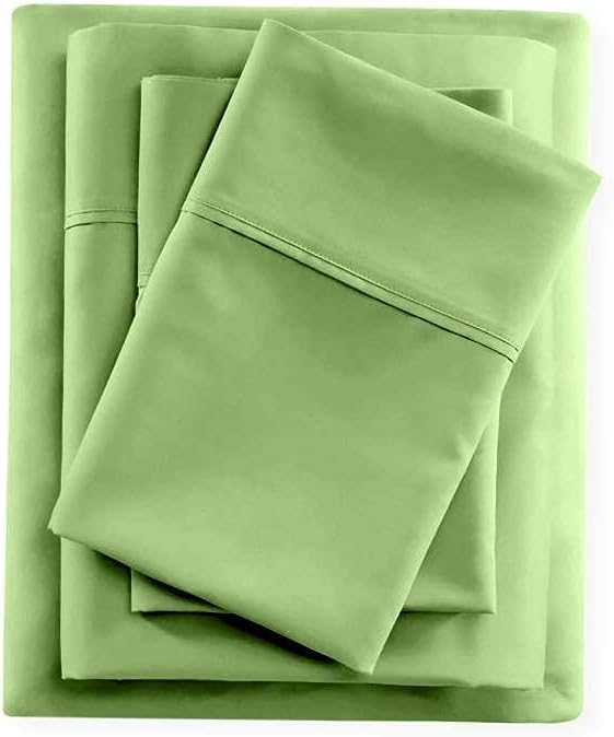 EASY BEDDING 800 Thread Count 4 Piece Bedding Set Includes 1 Flat Sheet 12 Deep Pocket Fitted Sheet 2 Pillow Cover 100 Cotton Premium Bedsheet Set Sage SolidQueen Size - Image 1