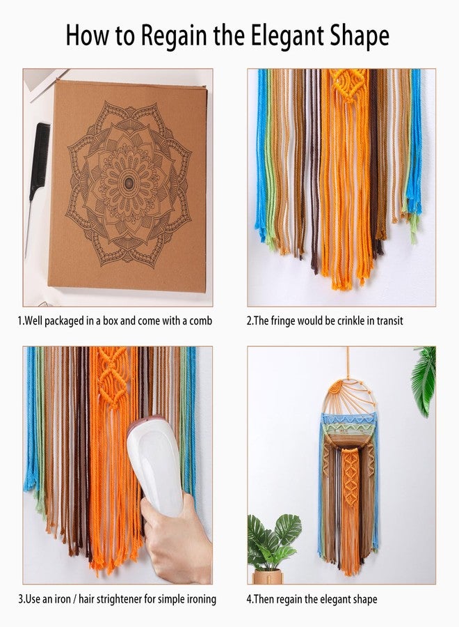 Artilady Sun Wall Decor Dream Catcher - Macrame Hanging Sunrise Wall Art, Large Boho Dreamcatchers Woven Tapestry, Rustic Colorful Room Decor for Bedroom Living Room Nursery (Sunrise) - Image 5