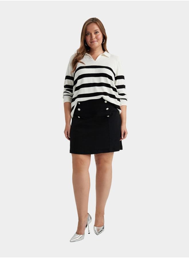 DeFacto Striped Regular Fit Polo Neck Sweater by Styli  - Image 2