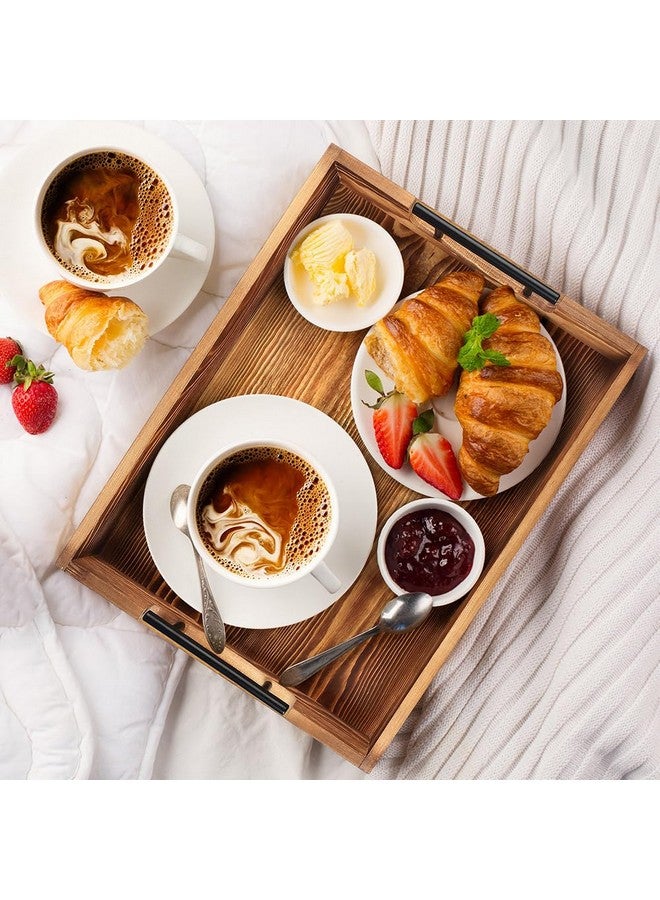 LotFancy Large Ottoman Tray for Living Room, 17x13'' Wood Serving Tray with Handles, Home Décor for Coffee Table, Sofa, 2 Skidproof Coasters Included - Image 5