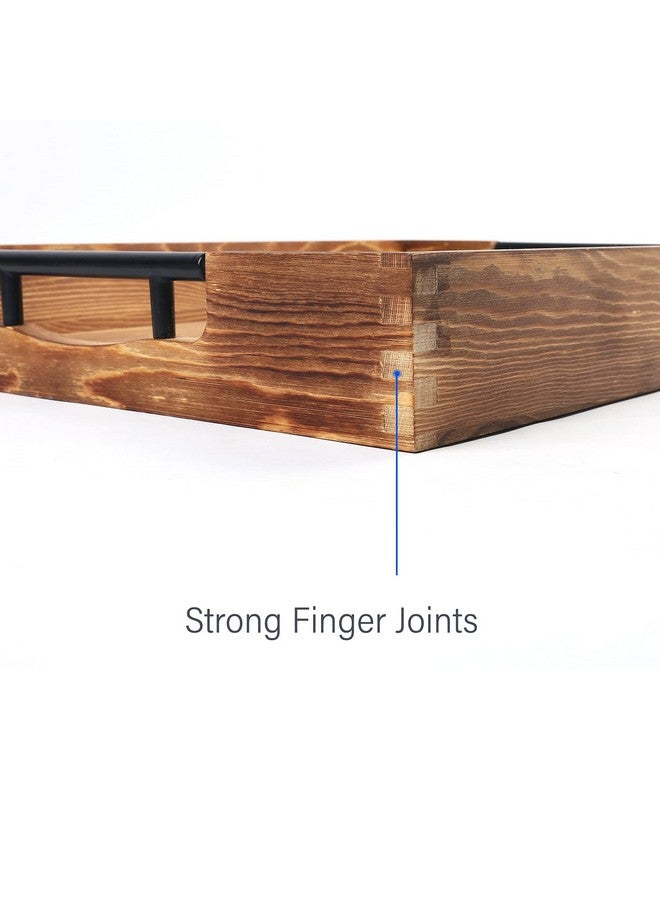 LotFancy Large Ottoman Tray for Living Room, 17x13'' Wood Serving Tray with Handles, Home Décor for Coffee Table, Sofa, 2 Skidproof Coasters Included - Image 4