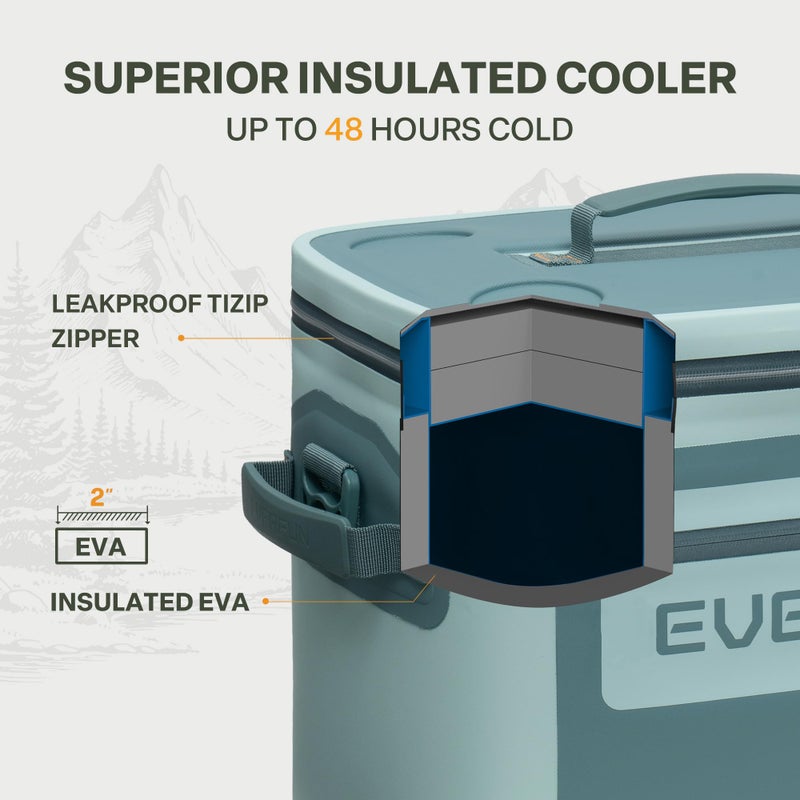 EVERFUN Soft Cooler 30 Can, Portable 24qt Insulated Small Cooling Lunch Box for Men and Women, Leakproof Ice Chest Bag for Travel, Beach, Camping, Boating, Fishing, Tailgating, Work and Picnic - Image 2