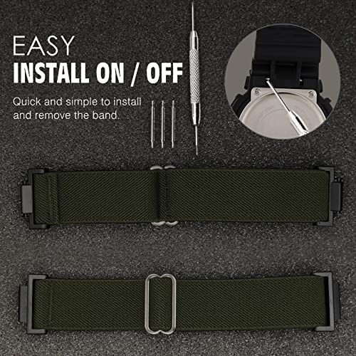 Abanen Elastic Nylon Watch Bands for Casio gshock DW-5600/8900, Stretchy Strap with with Lightweight Plastic Connector for Casio GA-100/GW-B5600/GB-5600 /GW-6900 (Black) - Image 4