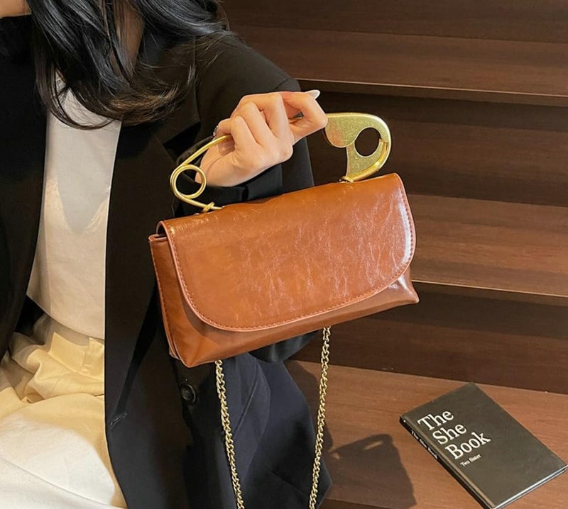 Hzxsny 2025 Trendy Tote Bag Womens Paper Clip Small Top Handle Purse Hobo Clutch Faux Leather Crossbody Bag Shoulder Handbag Purse - Image 2