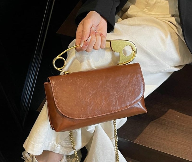 Hzxsny 2025 Trendy Tote Bag Womens Paper Clip Small Top Handle Purse Hobo Clutch Faux Leather Crossbody Bag Shoulder Handbag Purse - Image 4
