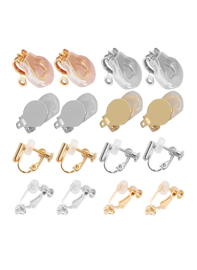 Hypoallergenic Round Flat Tray Earring Clips with Silicone Earring Pads, for Non-Pierced Earring Replace - Image 1