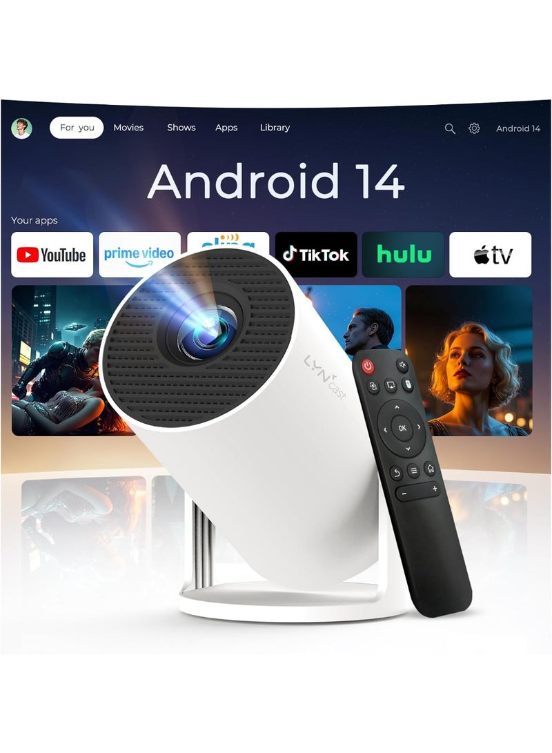 جهاز بروجكتور صغير محمول 4K 1080P FHD متوافق مع اندرويد 11 ونتفليكس يدعم واي فاي 6، بلوتوث 5.0، دوران 180 درجة، جهاز بروجكتور للعرض المسرح المنزلي الصغير مع تصحيح تلقائي للانحراف - Image 1