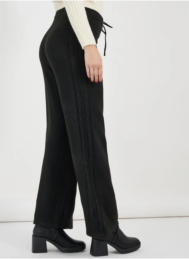 Styli Flat Knit Wide Leg Pants
